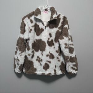 Pink Lily Cozy Cow Print Pullover Fleece Size XS